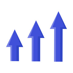 Growing arrow chart flat vector illustration. Arrows as symbol of growing trend isolated on white background. Finance, success, profit concept