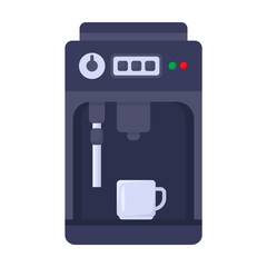 Modern coffee machine for making invigorating drinks. Electronic appliances for home vector illustration. Household, technology concept