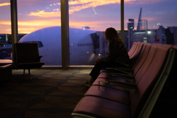 sunset at the airport