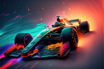 Illustration of a f1 race car stylized - Created with generative ai technology 