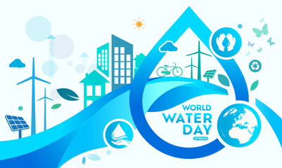 Fototapeta premium world water day , save the water Logo design template
