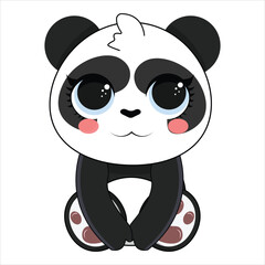 Fototapeta premium Cute baby panda bear on a white background. Vector illustration.
