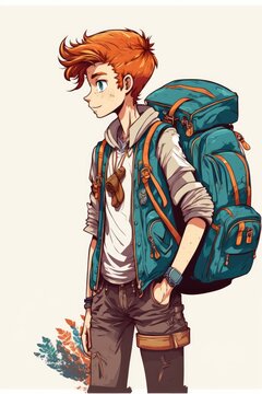 Illustration of a isolated young student with a backpack - Created with generative ai