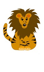 hand drawn animal cute lion on a white background