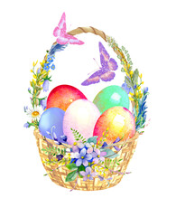 easter eggs in basket