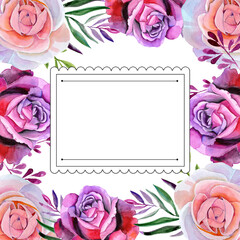 
Watercolor frames for congratulations with roses.