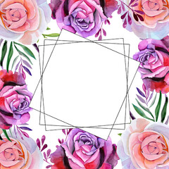 
Watercolor frames for congratulations with roses.