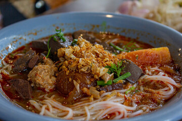  rice noodles with spicy pork sauce