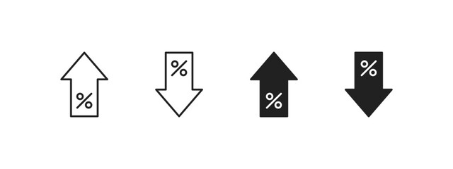Arrow icon with percent up and percent down. Interest rate sign. Vector EPS 10