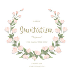 Pink Flowers wreath for floral wallpaper template background bouquet.Botanical flowers and leaf branch can be used for printing, advertise, greeting or wedding anniversary.