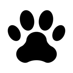 Animal footprint black icon. Paw foot trail print. Vector illustration isolated on white background.