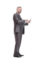 businessman with a digital tablet. isolated on a white background.