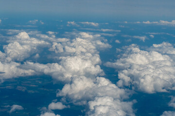 Fototapeta na wymiar Aerial view of clouds over the Chesapeake Bay and DelMarVa region of the eastern United States. Delaware Maryland and Virginia are the three states that make up this region