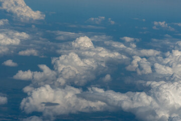 Fototapeta na wymiar Aerial view of clouds over the Chesapeake Bay and DelMarVa region of the eastern United States. Delaware Maryland and Virginia are the three states that make up this region