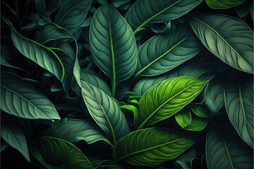  a close up of a green leafy plant with leaves in the foreground and a black background with a white border in the middle.  generative ai