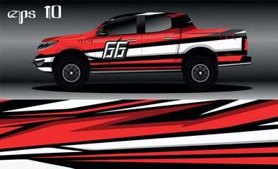 Racing car wrap design vector. Abstract graphic stripe racing background kit design for vehicle wrap, race car, rally, adventure and livery