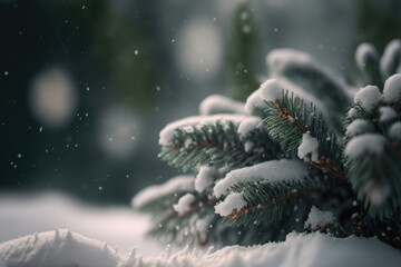 Snow covered fir created with Generative AI Technology, ai, generative