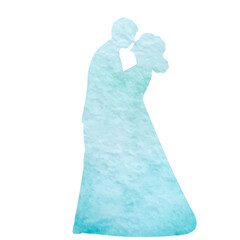 bride and groom silhouette watercolor,design isolated