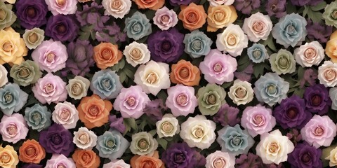 Roses and Flowers Seamless Tiled vintage, floral pattern, beautiful background for wallpaper 4K
