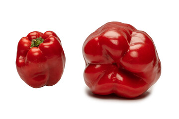 Red bell pepper isolated on a white background.