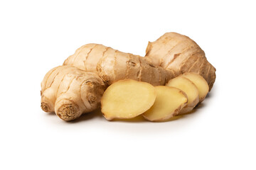 Ginger root isolated on white background.