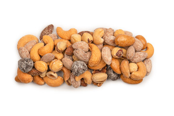 A group of almonds, pistachios, walnuts, macadamia, cashews.