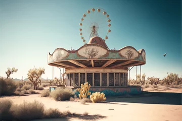 Papier Peint photo autocollant Parc dattractions Abandoned amusement park in the desert generative AI