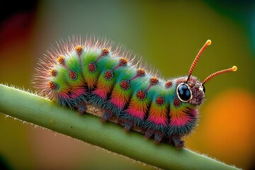 Closeup of a fantasy caterpillar - ai-generated - obrazy, fototapety, plakaty