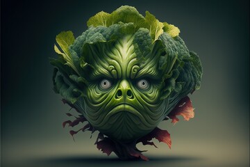 Cabbage head, concept of Edible Vegetable and Leafy Green, created with Generative AI technology