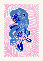 Abstract art posters template. Modern trendy Matisse minimal style. Pink, blue, yellow colors. Hand drawn design for wallpaper, wall decor, print, postcard, cover, template, banner. 