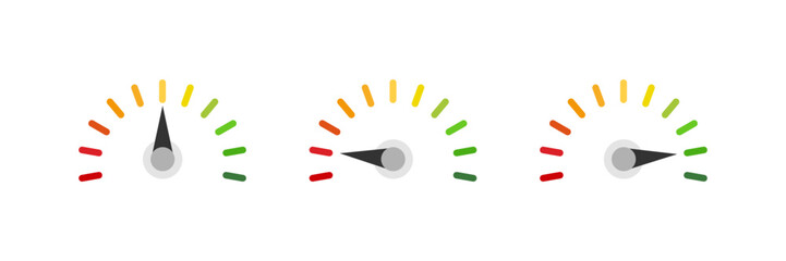 Speedometer icon set. Vector illustration.