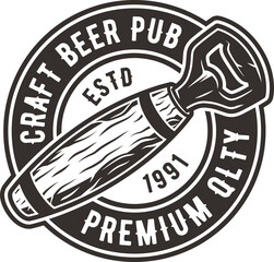 Emblem logo with opener for bar pub and brewery