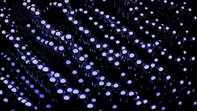 Blue and pink round lanterns. Design. Dark background with alternately rising lamps made in animation.