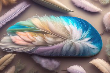 Generative AI:  Abstract feathers background, feather texture wallpaper