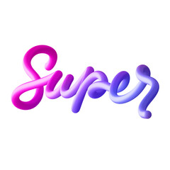 Super 3d text lettering transparent background