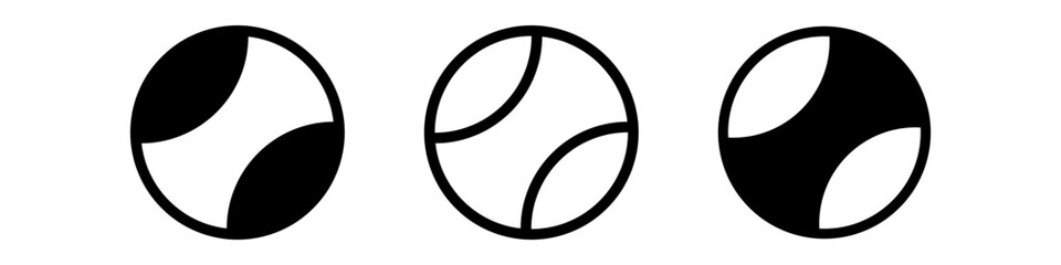 Black tennis ball silhouette. Tennis ball icon on white background. Ball design vector illustration.