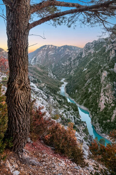 View of Verdon Gorge (Gorges du Verdon) - a river canyon located in Southeastern France
