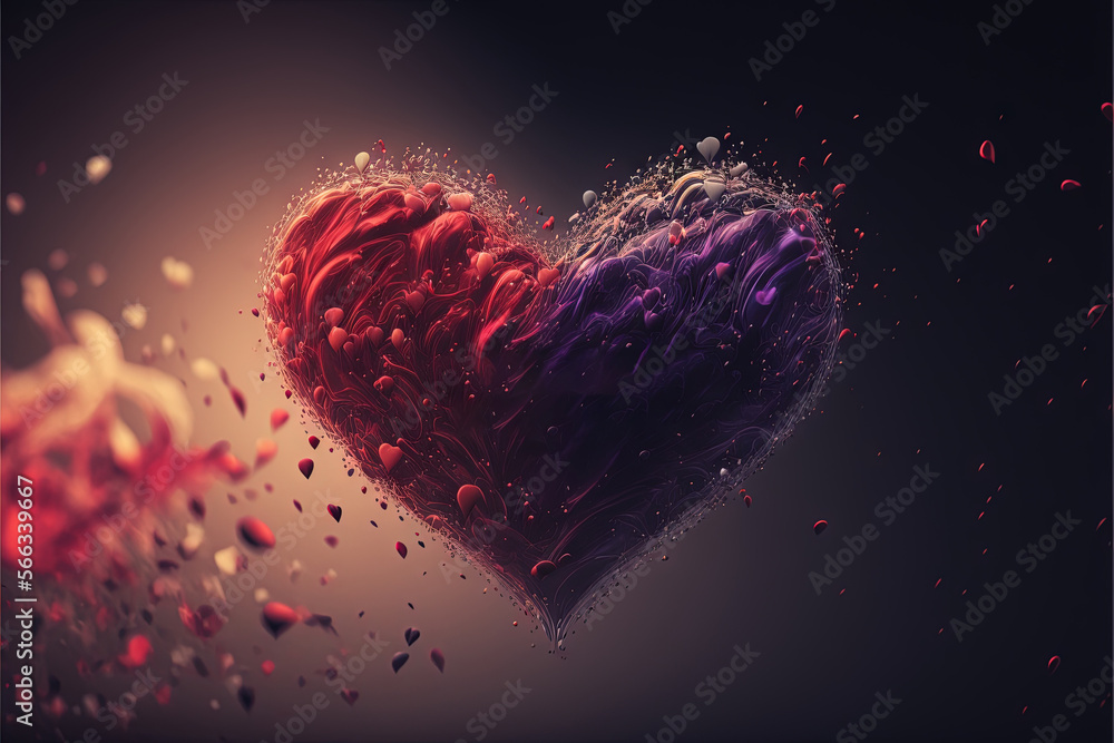 Poster a heart shaped object with the words hieats in the middle of it and a splash of water on the bottom 