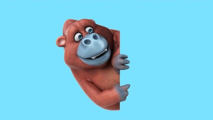 Fun Orang Outan with a sign (alpha channel included)