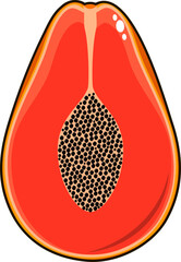 Papaya sticker isolated on a white background, vector illustration.