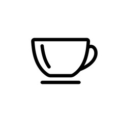 Cup and saucer icon. Outline symbol of coffee and fragrant cappuccino for morning vivacity and graphic design for vector teahouses