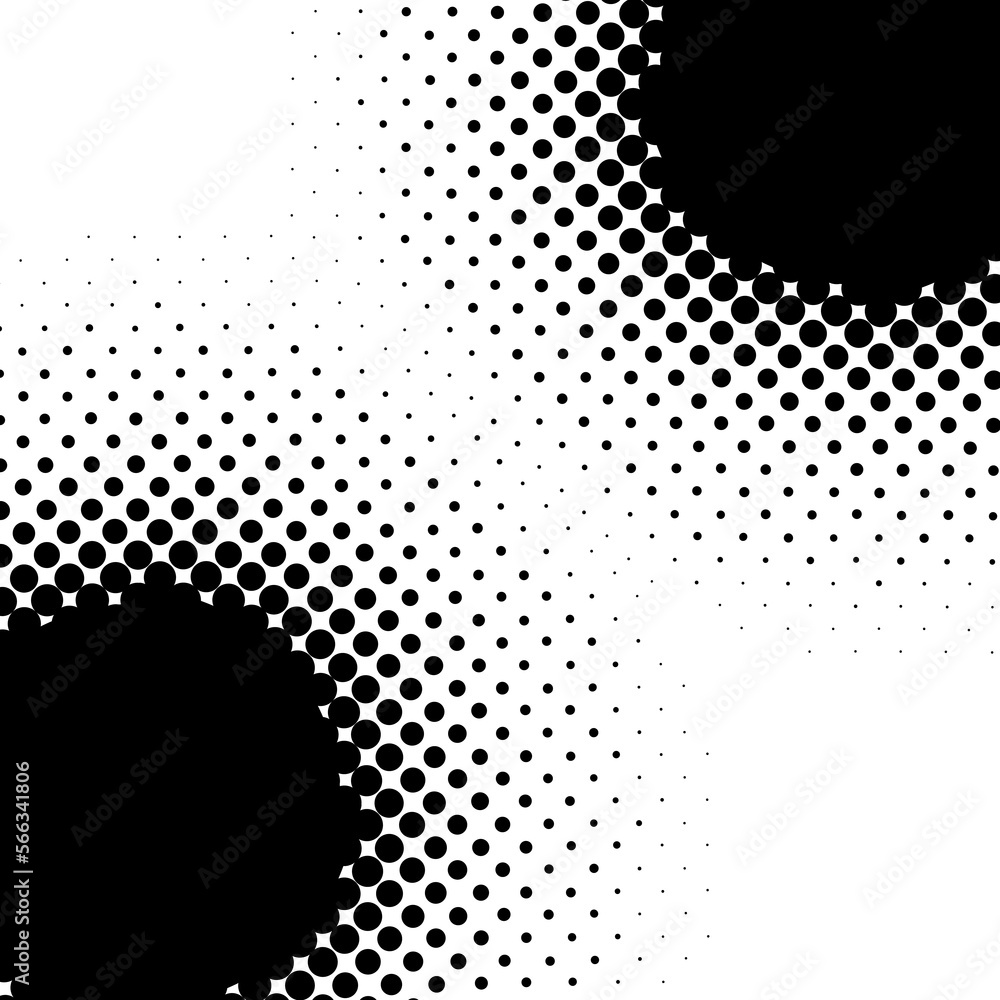 Poster Halftone abstract black dots design element isolated on a white background.