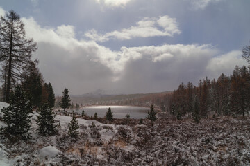 Kidelu Lake in the North Chui Ridge in Siberia, Altai Republic, Russia