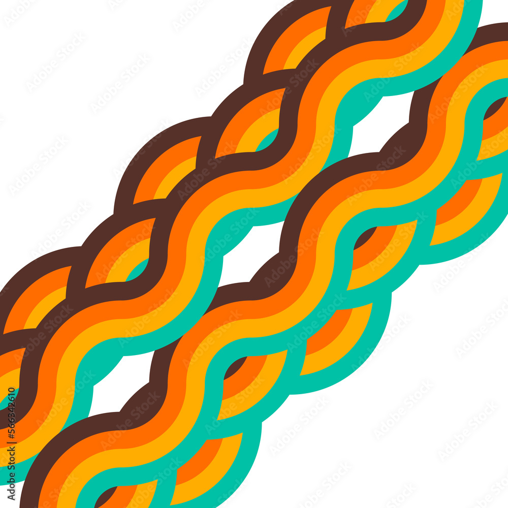 Poster abstract retro background, digital lines and circles, design70s, vector.