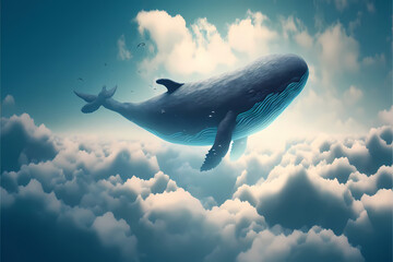 a whale floating above the clouds