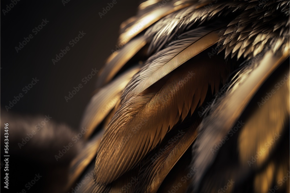 Poster a close up of a bird's feathers on a black background with a blurry effect to it's feathers and the 