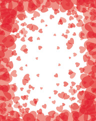 Love romantic background witn red hearts, vector Valentines day pattern, invitation card design