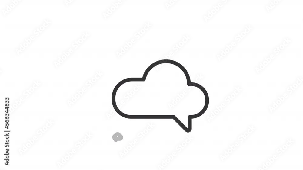 Poster animated cloud chat linear icon. social media communication. internet conversation. messenger. seaml