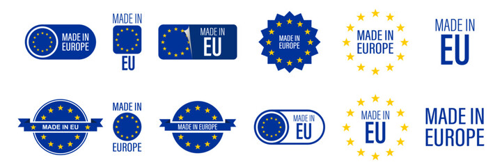 Made In Europe Label. European Quality Sticker Icon. Vector Illustration