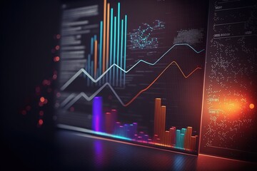 Business economic charts with light effects. Generative AI.